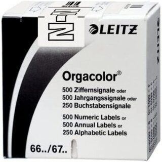 LEITZ Buchstabensignal Orgacolor "N" auf Rolle weiß 250 Stück