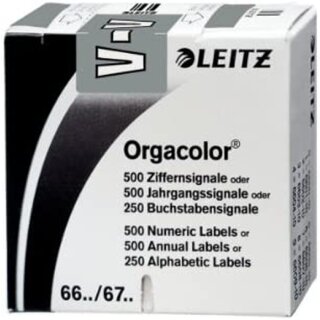 LEITZ Buchstabensignal Orgacolor "V" auf Rolle grau 250 Stück
