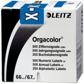 LEITZ Buchstabensignal Orgacolor "X" auf Rolle dunkelblau 250 Stück