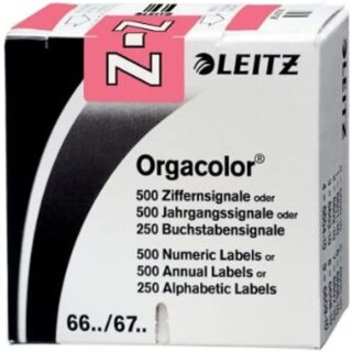LEITZ Buchstabensignal Orgacolor "Z" auf Rolle rosa 250 Stück