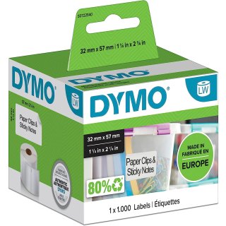 DYMO LabelWriter Universal Etiketten 57 x 32 mm weiß 1 Rolle à 1.000 Etiketten