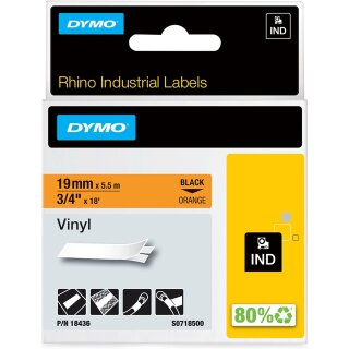 DYMO Vinyl Schriftband Breite: 19 mm Länge: 5,5 m orange