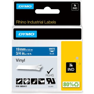DYMO Vinyl Schriftband Breite: 19 mm Länge: 5,5 m blau