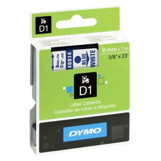 DYMO D1 Schriftbandkassette blau auf weiß 9mm / 7 Meter