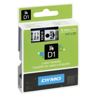 DYMO D1 Schriftbandkassette schwarz auf transparent 6mm / 7 Meter