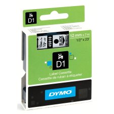 DYMO D1 Schriftbandkassette schwarz auf transparent 12mm...