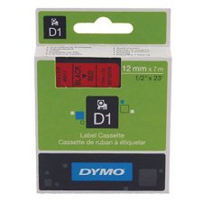 DYMO D1 Schriftbandkassette schwarz auf rot 12mm / 7 Meter