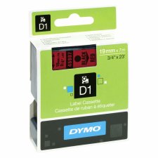 DYMO D1 Schriftbandkassette schwarz auf rot 19mm / 7 Meter