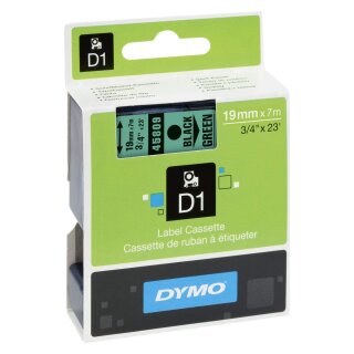 DYMO D1 Schriftbandkassette schwarz auf grün 19mm / 7 Meter