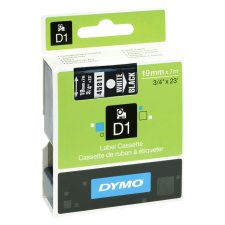 DYMO D1 Schriftbandkassette weiß auf schwarz 19mm /...