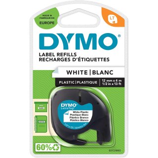 DYMO LetraTag Etiketten Band 12 mm x 4 m Kunststoff weiß Schrift schwarz