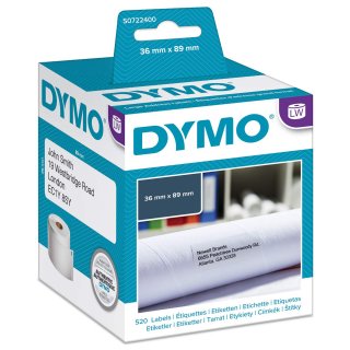 DYMO LabelWriter Adress Etiketten 89 x 36 mm weiß 2 Rollen à 260 Etiketten