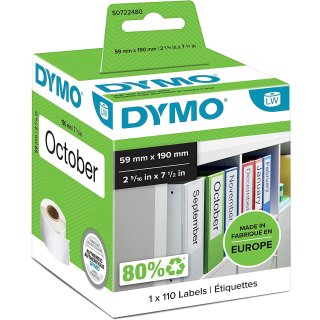 DYMO LabelWriter Ordner Etiketten 59 x 190 mm weiß 1 Rolle à 110 Etiketten