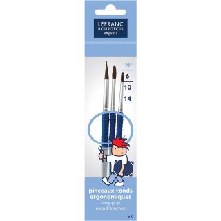 LEFRANC & BOURGEOIS Haarpinsel Set PONY "Grippy" 3 Pinsel