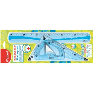 Maped Geometrie Set Flex bruchfest 3-teilig 4 Funktionen zufällige Farbe (1 Set)