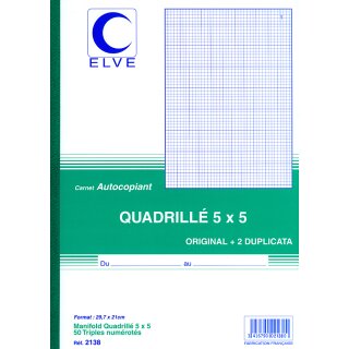 ELVE Notizbuch 140 x 210 mm kariert (5/5) 3 x 50 Blatt