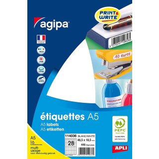 agipa Universal Etiketten 18,5 x 48,5 mm weiß 448 Etiketten