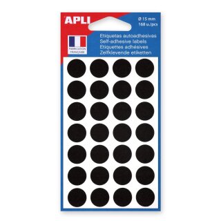 APLI Markierungspunkte Durchmesser: 15 mm rund schwarz 168 Stück