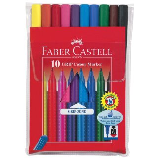 FABER-CASTELL Fasermaler GRIP COLOUR MARKER 10er Etui