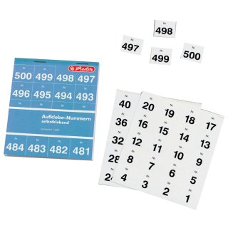 Herlitz Aufklebenummern selbstklebend Nummern 1-500 weiß