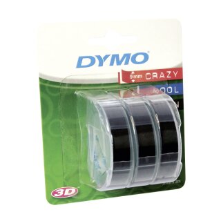 DYMO Prägeband 3D 9 mm breit 3 m lang schwarz glänzend 3 Bänder