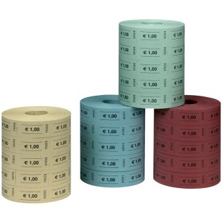 Herlitz Wertmarken 1 Euro zufällige Farbe 5 Rollen á 1.000 Abrisse 