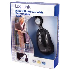 LogiLink Optische Mini Notebook Maus mit Kabeleinzug