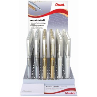 Pentel Gel Tintenroller K230 gold silber weiß Display 36 Stifte