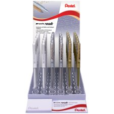 Pentel Gel Tintenroller K118 gold und silber Display