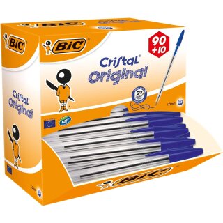 BIC Kugelschreiber Cristal Original blau VALUE PACK 90+10 GRATIS