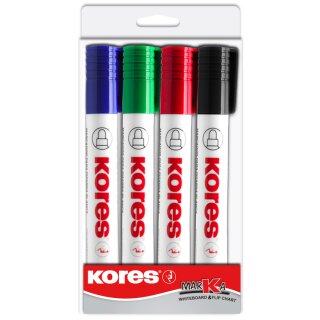 Kores Whiteboard & Flipchart Marker "K Marker" 4er Etui 3,0 mm