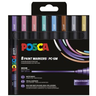 POSCA Pigmentmarker POSCA PC-5M 8er Box farbig sortiert