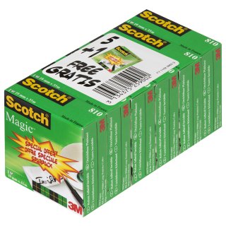 3M Scotch Klebefilm Magic 810 Promo-Pack 19 mm x 33 m 6 Rollen