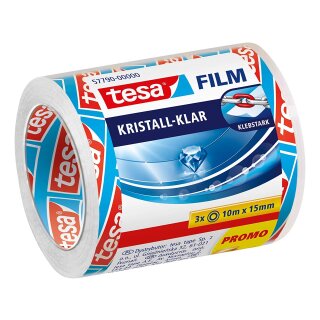 tesa Film kristall klar 3er Pack 15 mm x 10 m