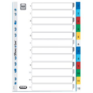 Oxford Kunststoff Register Zahlen 1-12 DIN A4 12-teilig
