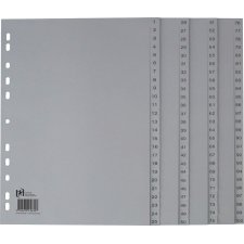 Oxford Kunststoff Register 1-100 DIN A4 grau 100-teilig...