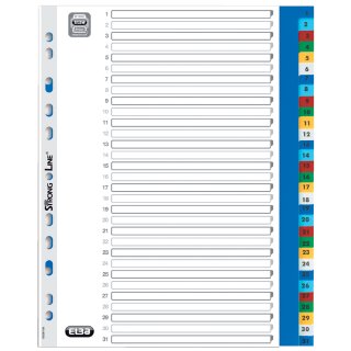 Oxford Kunststoff Register Zahlen 1-31 DIN A4+ Überbreite 31-teilig