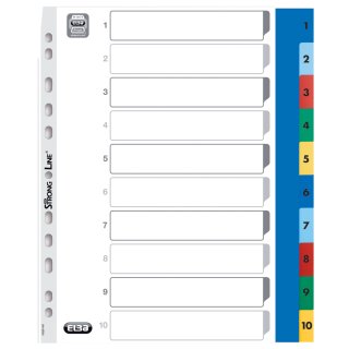 Oxford Kunststoff Register Zahlen 1-10 DIN A4+ farbig Überbreite 10-teilig