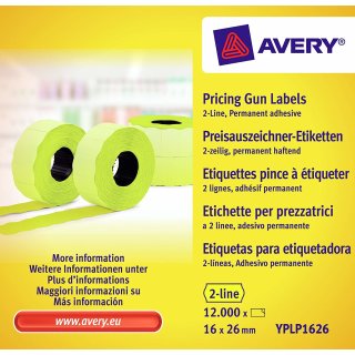 AVERY Zweckform Preisauszeichner Etiketten 26 x 16 mm gelb 10 x 1.200 Etiketten