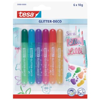 tesa Glitzerkleber "Glitter Deko" Tube Candy Colors Inhalt: 6 x 10 g