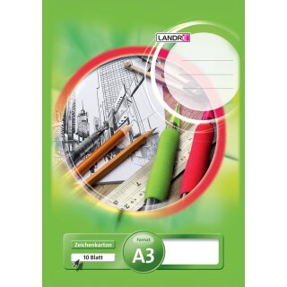 LANDRÉ Zeichenkartonblock DIN A3 190 g/qm 10 Blatt