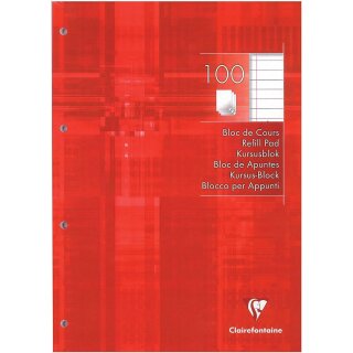 Clairefontaine Arbeitsblock DIN A4 liniert mit Rand 100 Blatt