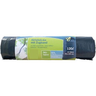 Secolan Abfallsack mit Zugband blau/schwarz 120 Liter 10 Säcke