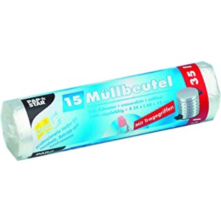 STARPAK Mülleimerbeutel HDPE 35 Liter transparent 15 Beutel