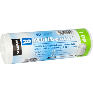 STARPAK Mülleimerbeutel LDPE 60 Liter weiß 20 Beutel auf Rolle