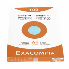 EXACOMPTA Karteikarten DIN A4 kariert farbig sortiert 100...