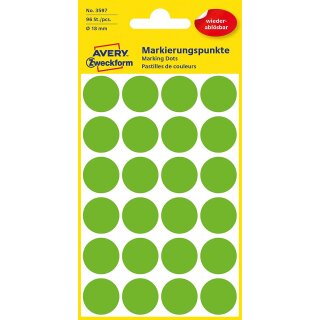 AVERY Zweckform Markierungspunkte ablösbar 18 mm grün 96 Stück