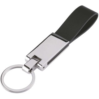 WEDO Schlüsselanhänger "STYLE" Metall Leder Kombination schwarz / silber