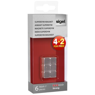 sigel Neodym Design Magnete Cube "Strong" C5 6er Set silber