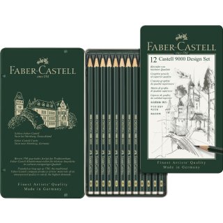 FABER-CASTELL Bleistift CASTELL 9000 Design 12er Metalletui